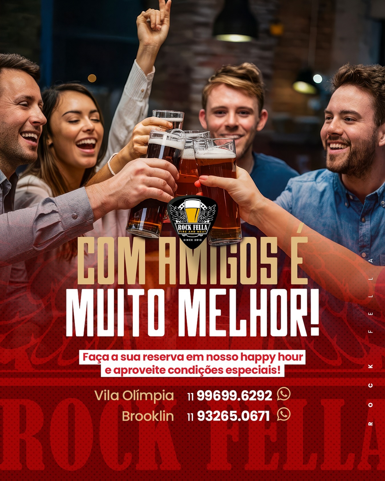 Happy hour com os amigos no Rock Fella